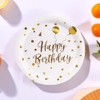 EVYIENEN 50PCS Happy Birthday Party Paper Plates，7inch Disposable White and