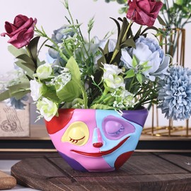 LINYTHER Small Glossy Whimsical Head planters for Outdoor Plants, and Flowers pots Outdoor with Drainage, Along with air Fun Funky Plant Pot, Cute Oddish Flower Planter for Shelf Centerpieces.