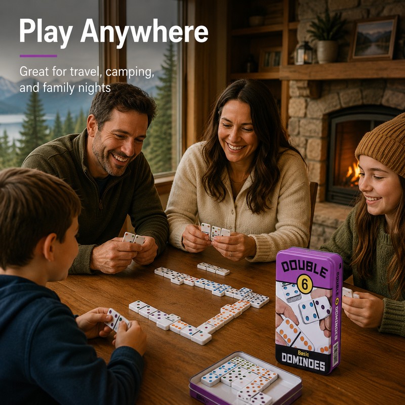 Double 6 Travel Domino Set for Family Game Night –