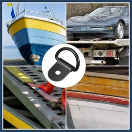 INFINAUTO 4pcs D Ring Tie Down Anchor 3mm Diameter D Rings Anchor Lashing Ring for Trailer Truck Boat RV ATV SUV Vehicle Cars Black Stylish Design