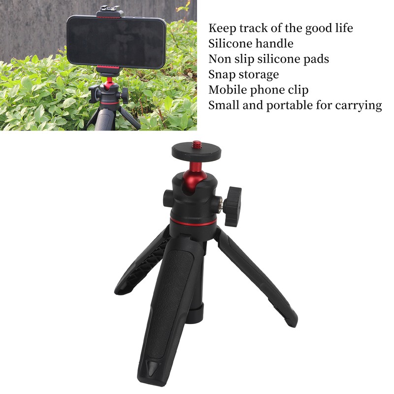 Desktop Camera Tripod with Non Slip Silicone Pad Multifunctional 1/4in