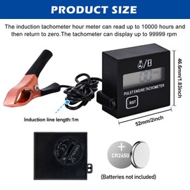BORDEAG Digital Tachometer Inductive Tachometer: Tachometer Chainsaw with Hour Counter, Motor Tachometer Waterproof, Digital Chainsaw Tachometer for Lawnmowers and Motorcycles