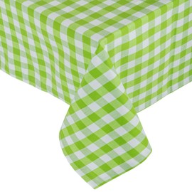 HOMESCAPES Green Table Cloth, Cotton Gingham Tablecloth, Rectangular Block Check, Handcrafted & Durable Dining Table Cover with Hem Stitch, Hypoallergenic, Washable, 137 x 178cm
