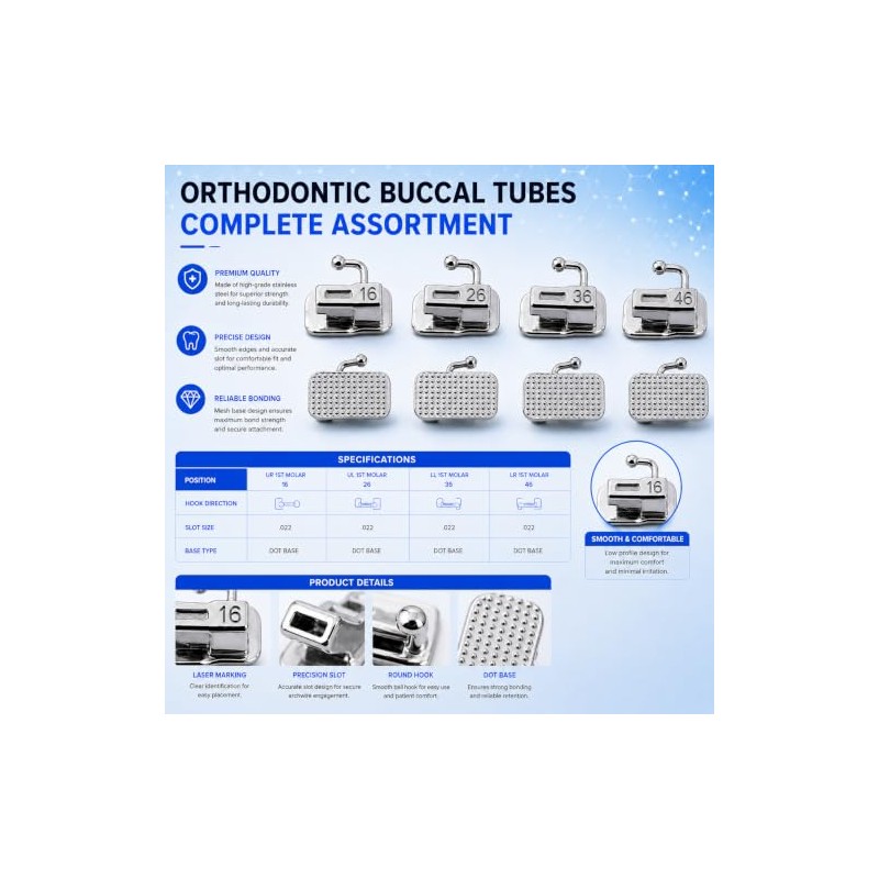 DENTASOP Juego de 80 piezas de tubos bucales metálicos simples