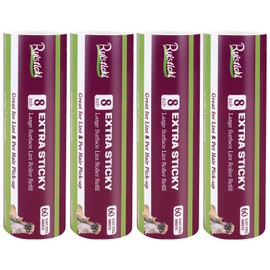 8 inch Lint Roller Refill for Scotch-Brite Extra Sticky Large Surface Lint Roller for Pet Hair, Pack of 4 Refills, 60 Sheets Per Refill, 240 Sheets Total