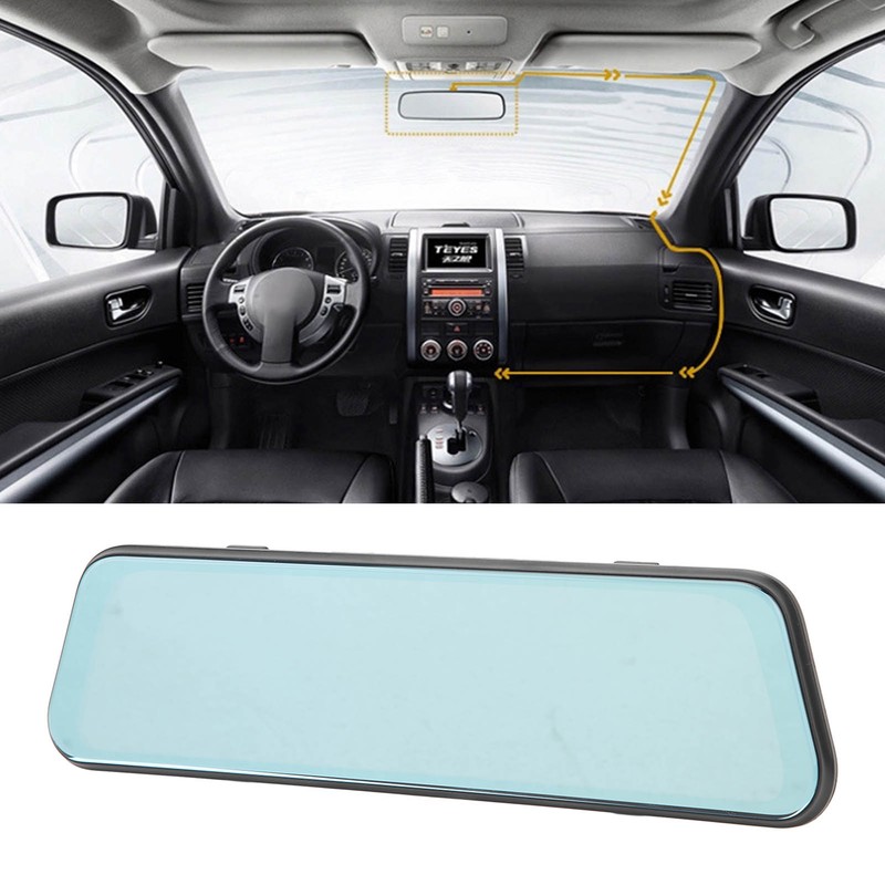 Dash Camera 9.66in Mirror Touch Screen Dual Camera 1080P Wide