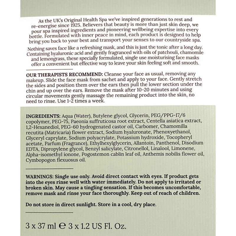 Champneys Health Spa Moisturising Face Masks