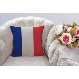 HGOD DESIGNS Flag of France Throw Pillow Cover,Europe French Banner Patriotic Flag Blue White Red Decorative Pillow Cases Cotton Linen Square Cushion Covers for Home Sofa Couch 18x18 inch