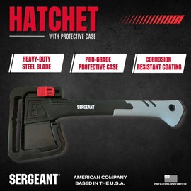 SERGEANT Camping Hatchet SGT-14 Inch, Camp Axe Survival Hatchet Tactical Outdoor Camping Axe w High Carbon Steel Blade, Lightweight Fiberglass Handle, and Compact Portable Design and Carrying Case.