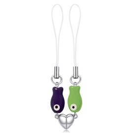 Matching Ceramic Fish Keychains for Couples – Cute 2PCS Phone Charm Set! Perfect Valentine’s Gift for Him, Symbolic Love Keychain Gift, Unique Matching Accessories for Couples, Green + Purple
