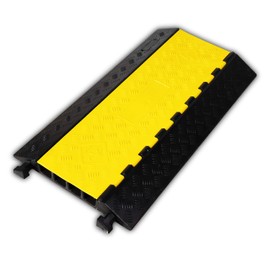 F COME 1 Pack Rubber Cable Ramp Hose Cable Protector Ramp 4 Channel 22000Lbs Load Capacity Traffic Speed Bump Wires Power Lines Extension Cord Cover for Indoor Outdoor