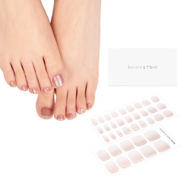 DANNI & TONI Semi Cured Gel Toenail Strips Red Ombre (Rose Ember) Translucent Gel Toenail Stickers Cat Eye Gel Pedi Wraps 37 Stickers