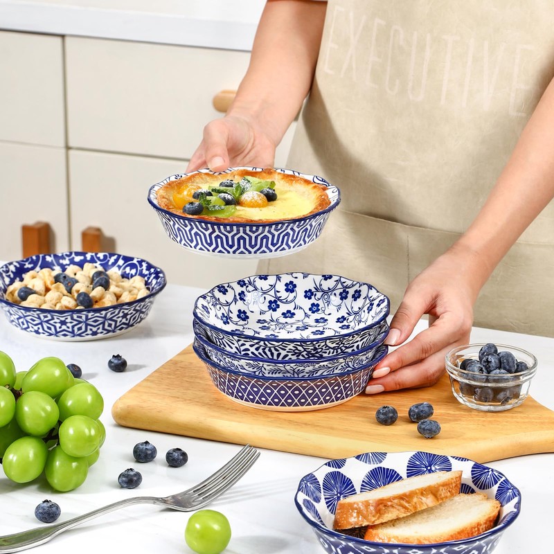 Selamica Ceramic Mini Pie Pans, 6 Inch Pie Dish for