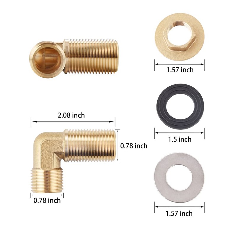 Wall Mount Commercial Faucet Installation kit,Brass 90 dergee backsplash Mount