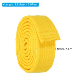 PATIKIL Taekwondo Colored Ranking Belt 1.5" x5.9Ft 1.8m, Polyester Martial Arts Judo Karate Belt for Coach Teaching Practice, Yellow