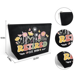 EoffIvan Retired Make Up Bags Retirement Gift For Woman 2026 Cosmetic Bags Travel Makeup Gifts For Women Coworker Boss Friends Happy Retirement Small Cosmetic Travel Pouch