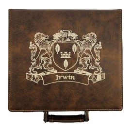 Irwin Irish Coat of Arms Leather Poker Set