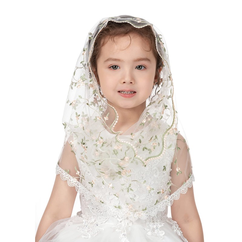 PAMOR Infinity First Communion Veils for Girls Lace Chapel Veil