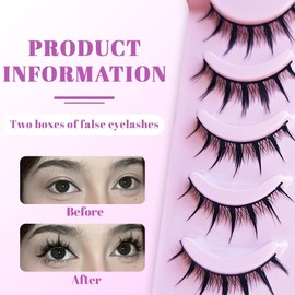 SIVZUMO 10 Pairs of False Eyelashes, Ciglia Finte, Anime Fake Lashes, Manga Lashes, Natural Eyelashes, Wispy, Artificial Eyelashes, Mink Spiky Wispy False Eyelashes, Look Artificial Eyelashes