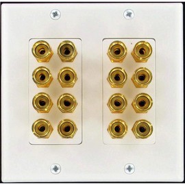 Unique Products Online Speaker Wall Plate 16 Post for 8 Speakers and Color Coded for Home Theater System Dolby Audio Sound Our Speaker Wall Plates Provide an Easy Professional Clean Look.