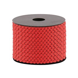 Uxney Craft - Guirnalda de abalorio de perlas falsas de 4 mm x 65.6 pies, para árbol de Navidad y decoración de bodas, hebras de perlas, manualidades, adornos y decoración del hogar (rojo)