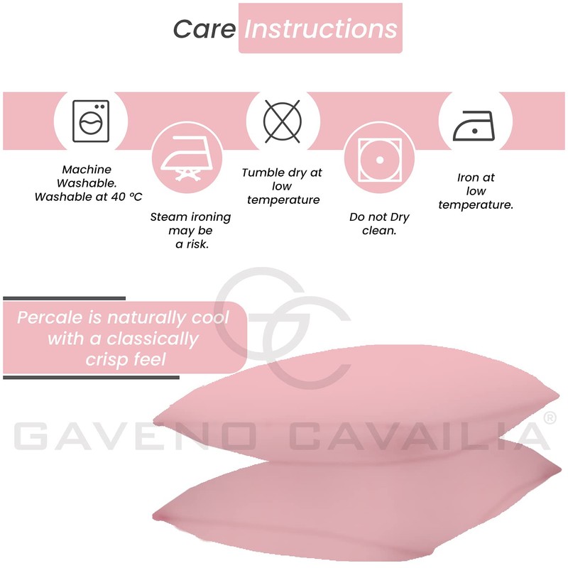 GAVENO CAVAILIA Luxury Non-Iron PERCALE Housewife Pillow Cases, Pink,Pillow Cases