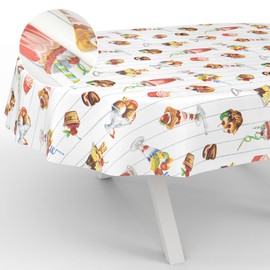ANRO Oilcloth Tablecloth Washable Oilcloth Garden Tablecloth Outdoor Indoor Oval 200 x 140 cm Cut Edge Ice Cafe