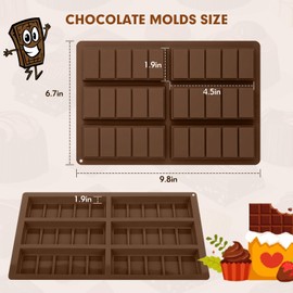 Large Thick Chocolate Bar Mold, Silicone Candy Bar Mold for Handmade DIY, Non-Stick Chocolate Bar Molds for Milk Chocolate Bar, Dubai Chocolate Bar, Knafeh Pistachio Chocolate Bar, Candy