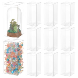 BENECREAT 15Pcs Clear PVC Gift Box, 8x8x18cm Transparent Favor Boxes, Rectangle Clear Plastic Candy box for Christmas, Wedding, Party, Birthdays Favors