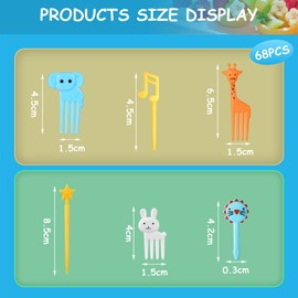Vicloon Plastic Animal Fruit Fork, 68pcs Mini Cartoon Food Toothpick for Kids, Plastic Cartoon Food Toothpick Children Mini Food Fruit Fork, Animal Food Fruit Picks Forks for Lunch Box Accessories