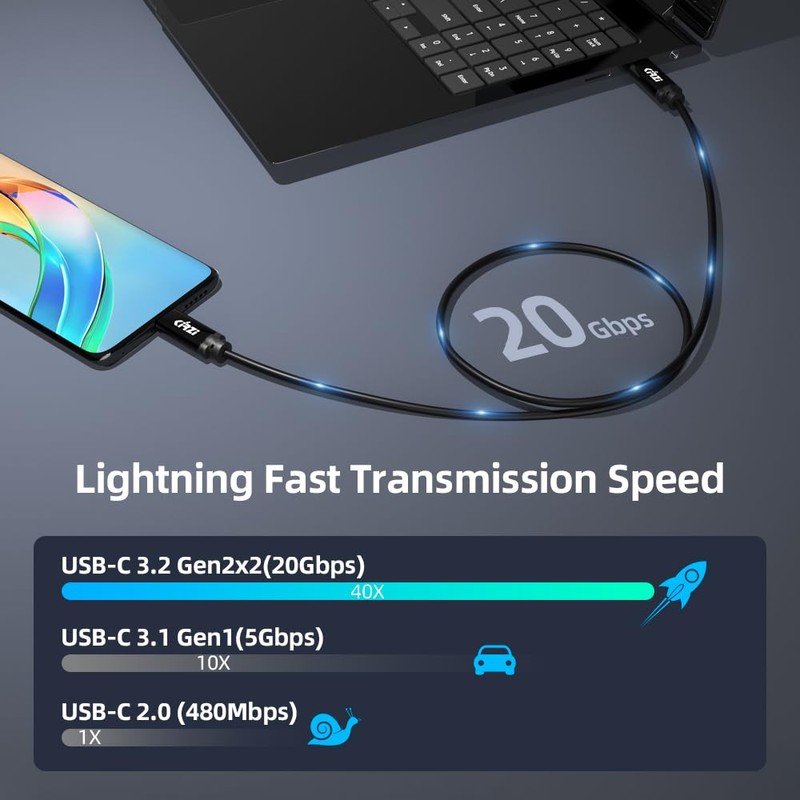 Kirzi Ultra Long USB C Cable 30 FT, USB-C to