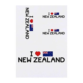 Azeeda 4 x 'I Love New Zealand' Temporäre Tattoos - Wasserfest, Hautfreundlich & Ungiftig · Transfers in Verschiedenen Größen (TO00054141)