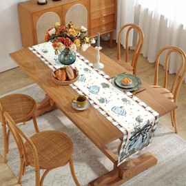 WHIPPY - Camino de mesa de acción de gracias a cuadros de búfalo a cuadros para otoño y otoño, camino de mesa de calabazas, camino de mesa de Acción de Gracias