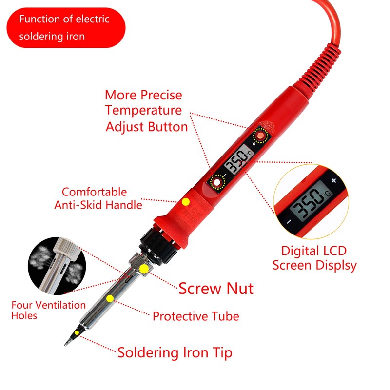 Electronics Soldering Iron Kit, 80W LCD Digital Soldering Gun with