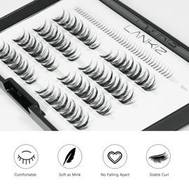 LANKIZ Manga Cluster Eyelashes, Individual Eyelashes, DIY Eyelash Extensions, Fake Lashes with 40 Pieces Lower Eyelashes, Natural Eyelash Clusters, Individual Lashes