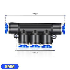 ERGAOBOY 5 Pcs Blue 8MM Tube OD 5 Way Quick Release Fittings Made of Plastic with Push Fit Connection