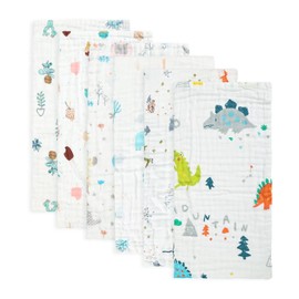 FOOK FISH Muslin Baby Burp Cloths 6 Pack Premium Cotton Burping Rags for Newborn Ultra Soft and Absorbent Unisex Spit Up Rags for Boys and Girls Perfect Baby Registry Gift 20'' X 10''