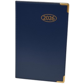 1ABOVE 2026 Pocket Diary, A7 Week to View PVC Leather Effect Diary with Metal Corners | Personal Notes |Year Planner for Home and Office Use (BLUE)