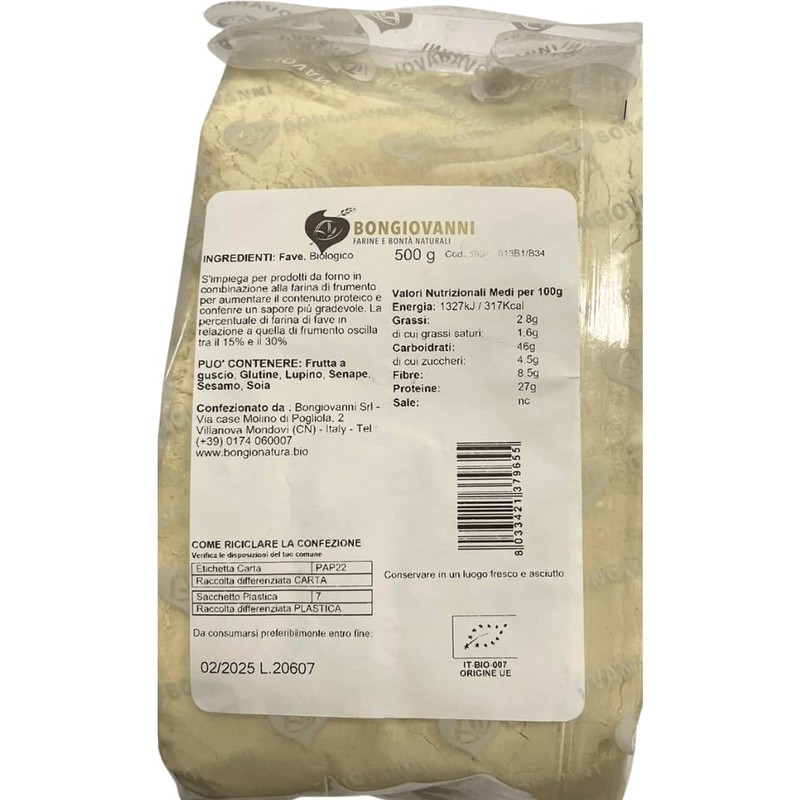 BONGIOVANNI FARINE E BONTA' NATURALI Farina di Fave BIO 500g