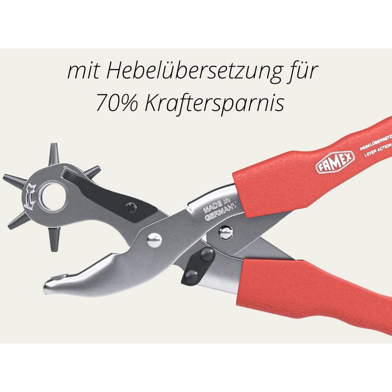 Famex 3519 Revolver Hole Punch Pliers with Handle Support with