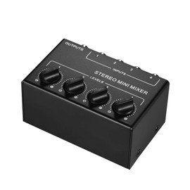 Btuty Stereo Audio Mixer with 4-Channel RCA Inputs Separate Volume Controls Full Metal Shell Mini