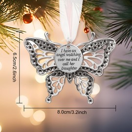 Memorial Christmas Ornament Butterfly Gifts for Women in Memory of Loved One Sympathy Keepsake for Christmas Tree Decoration I Have an Angel Watching Over Me and I Call Her Daughter