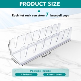 KISYONGUS 4 Pack Hat Stand for Baseball Caps, Hat Display for 28 Baseball Caps, Hat Organizer Racks for Baseball Caps