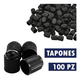 100 Tapones Plasticos Negro P Válvula Llanta Moto Auto Bici                                                                                           