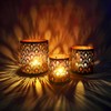 Set of 3 Oriental Tea Light Holders Zalia Metal Black
