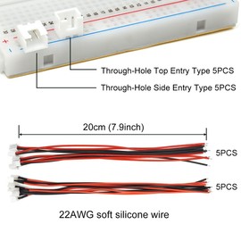 5 Pairs JST-XH 2.54mm 2 Pin 1S Balance Plug Lead Socket Male and Female Connector with 20cm (7.9inch) Silicone Wire Cables for Woodland Just Plug Lights 3D Printer