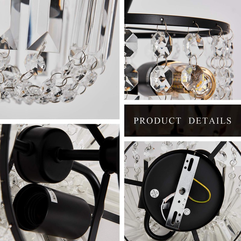 YYJLX Small Crystal Chandelier 2- Lights ，Modern Semi Flush Mount
