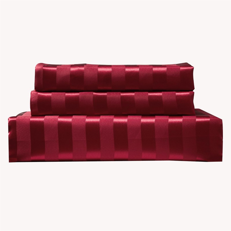 YASMENG Satin Duvet Cover 140 x 200 cm Red Stripe