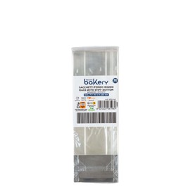 Decora 5855040 Confezione da 100 Sacchetti trasparenti in plastica per alimenti, con Fondo Rigido in cartone 75 + 40 X 220 H Mm, per confezionare dolcetti, biscotti e bon bon