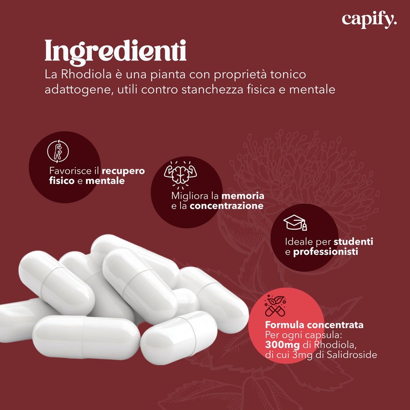 Capify. Rhodiola Rosea - Contro Stanchezza Fisica e Mentale -